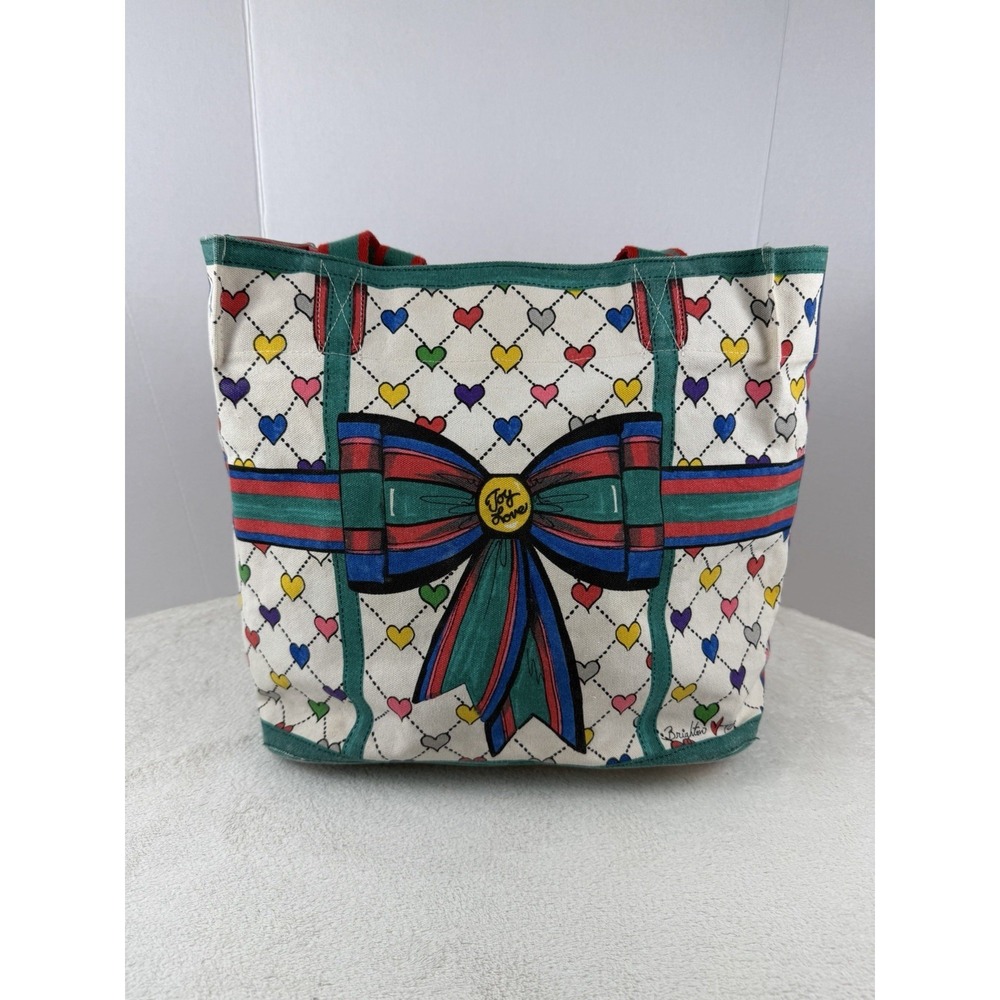 Brighton‎ Love & Joy Hearts Lu Lu The Elf Message Large Canvas Holiday Tote Bag